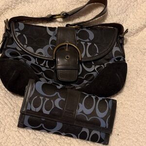 Coach Black Signature Bag & Wallet